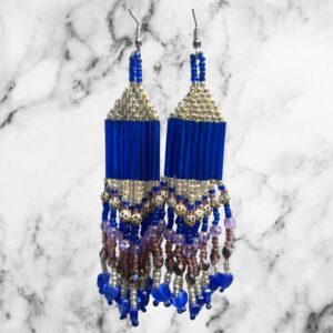 Midnight Skies Cats Eye Hearts Fringe Earrings Boho Southwestern