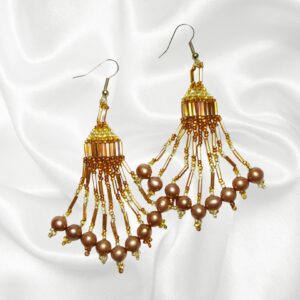 Root Beer Brown Topaz Swarovski Pearl Beaded Dangle Drop Earrings