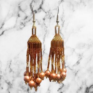 Golden Elegance Bronze Pearl Topaz Beaded Earrings Luxe Weddings