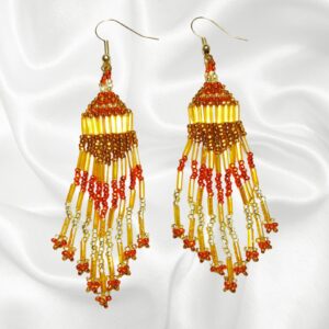 Topaz Pumpkin Orange Southwestern Beaded Dangle Drop Earrings