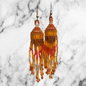 Autumn Glow Pumpkin Orange Gold Boho Beaded Earrings Southwestern