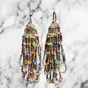 Desert Prism Turquoise Silver Beaded Infinity Earrings Southwestern