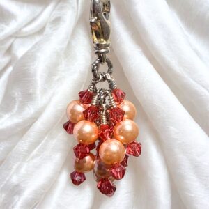 Brilliant Sunset Peach Pearls Luxe Handbag Charm Zipper Pull