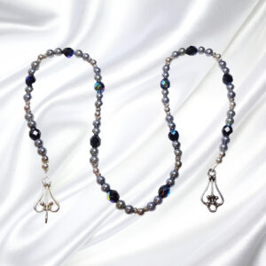 Gray Pearls and Crystals Single Strand Statement Necklace Earrings Bracelet Set