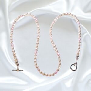 Pink Freshwater Pearls Single Strand Statement Necklace Bracelet Earrings Set