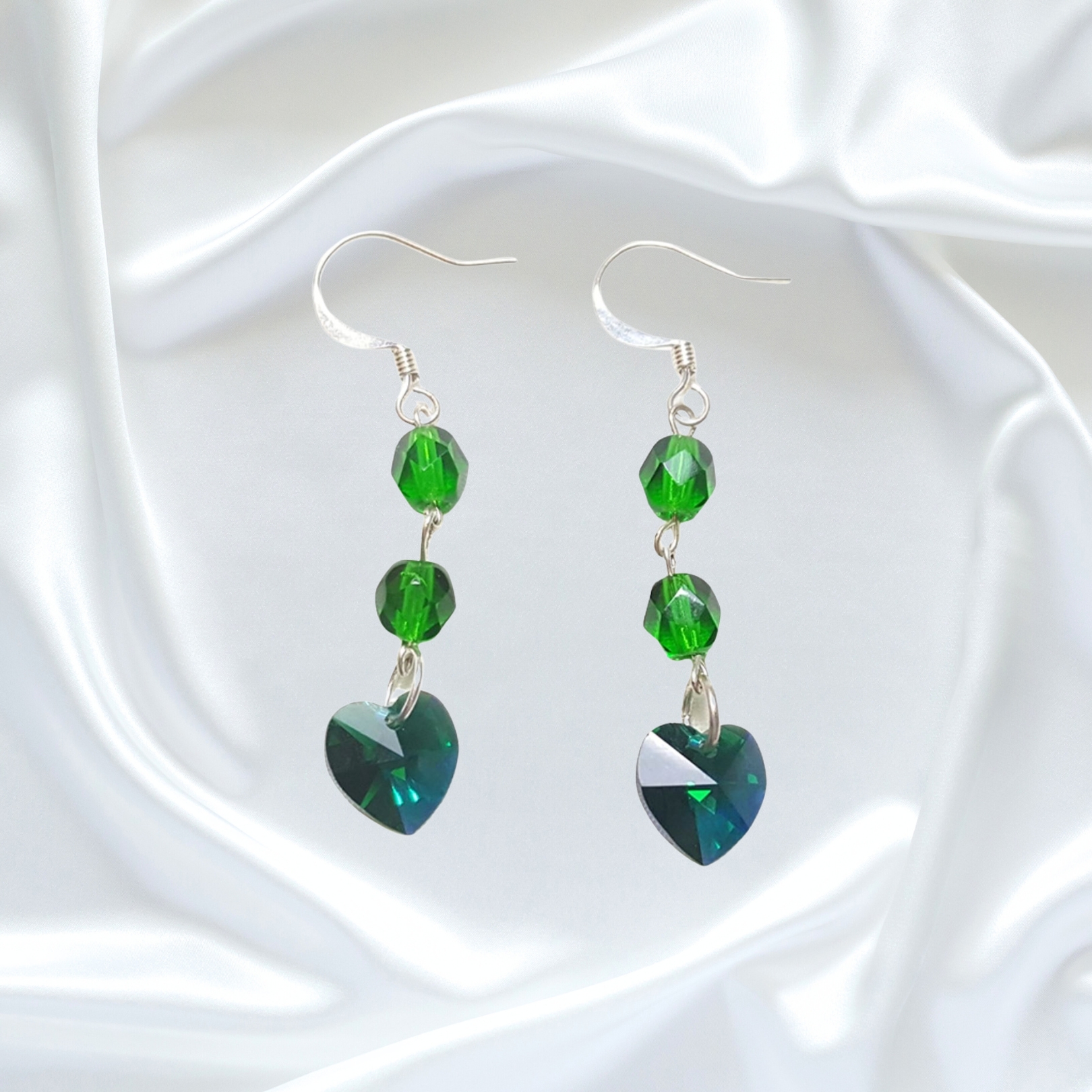 Emerald Green Crystals Single Strand Statement Necklace Bracelet Earrings Set