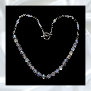 White Opal Aurora Borealis Crystal Single Strand Statement Necklace Bracelet Earrings Set