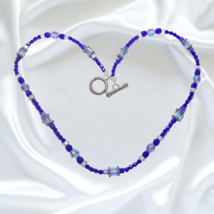 Shades of Sapphire Blue Single Strand Statement Necklace Earrings Set